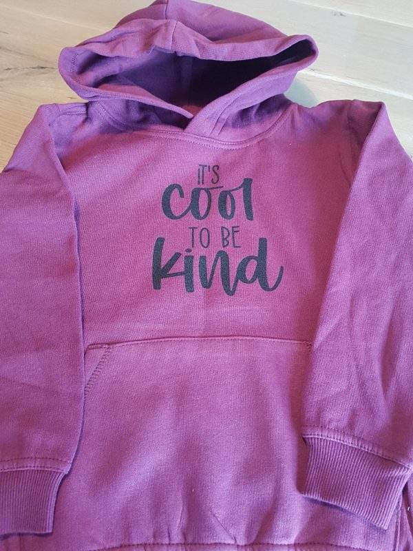 kinderhoodie paars its cool to be kind