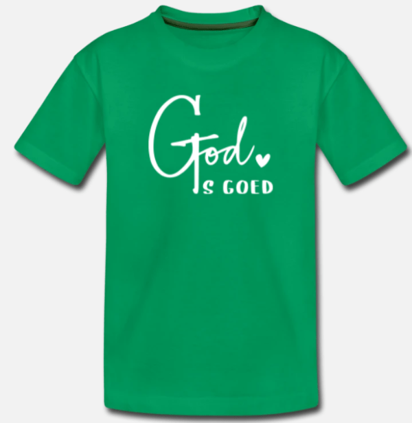 kind tshirt God is goed groen